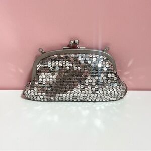 Silver Sequin Clutch Bag